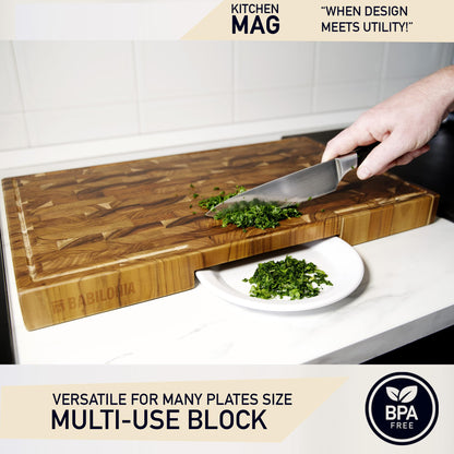 American Black Walnut Cutting Board - 15.7 x 10.2 Inch (ExtraThick 1.7") Hardwood Butcher Block, Charcuterie, Heavy Duty End Grain Wood Chopping Board with Juice Groove & Handle (Oil & Plate Included)