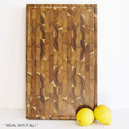 American Black Walnut Cutting Board - 15.7 x 10.2 Inch (ExtraThick 1.7") Hardwood Butcher Block, Charcuterie, Heavy Duty End Grain Wood Chopping Board with Juice Groove & Handle (Oil & Plate Included)