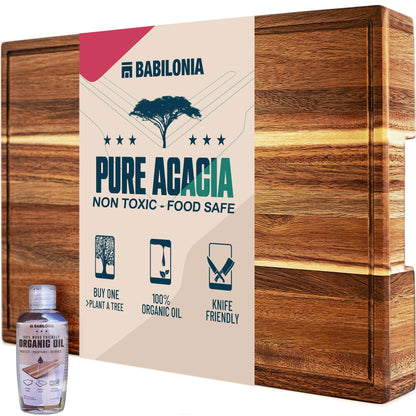 American Black Walnut Cutting Board - 15.7 x 10.2 Inch (ExtraThick 1.7") Hardwood Butcher Block, Charcuterie, Heavy Duty End Grain Wood Chopping Board with Juice Groove & Handle (Oil & Plate Included)