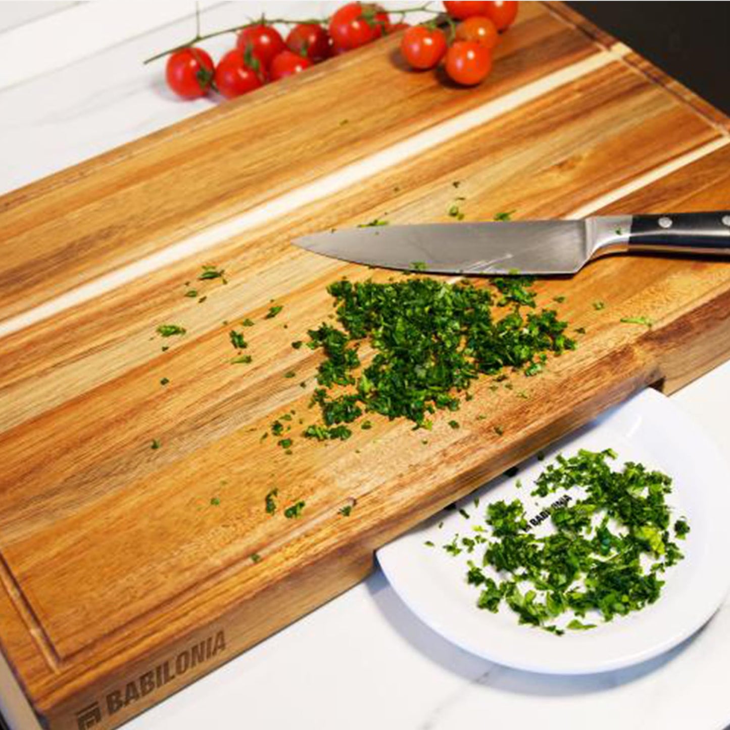 American Black Walnut Cutting Board - 15.7 x 10.2 Inch (ExtraThick 1.7") Hardwood Butcher Block, Charcuterie, Heavy Duty End Grain Wood Chopping Board with Juice Groove & Handle (Oil & Plate Included)