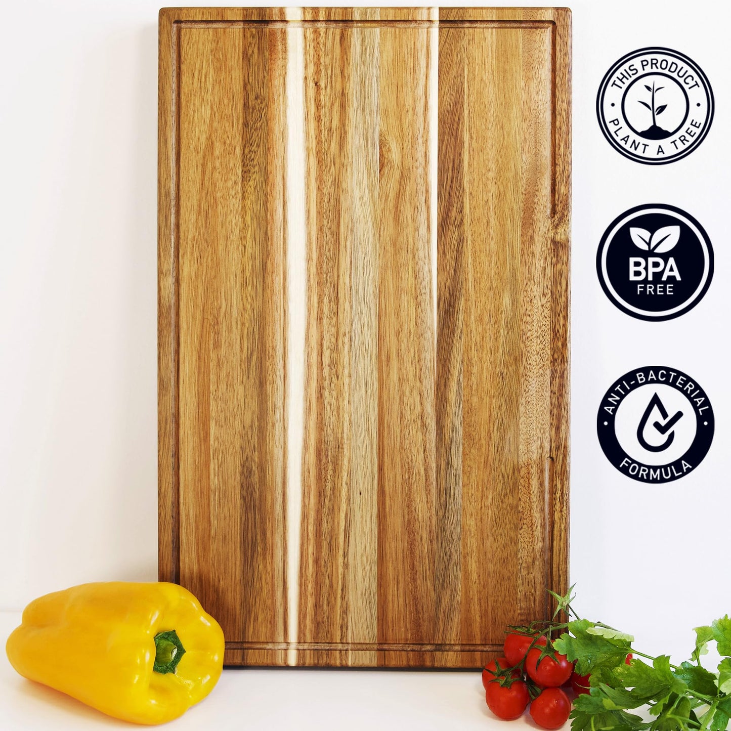 American Black Walnut Cutting Board - 15.7 x 10.2 Inch (ExtraThick 1.7") Hardwood Butcher Block, Charcuterie, Heavy Duty End Grain Wood Chopping Board with Juice Groove & Handle (Oil & Plate Included)