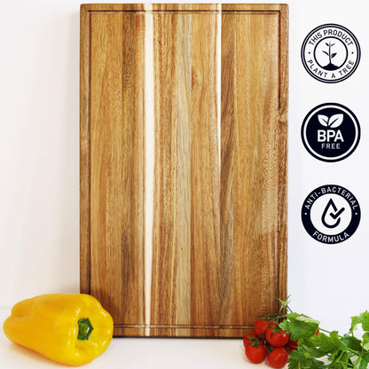 American Black Walnut Cutting Board - 15.7 x 10.2 Inch (ExtraThick 1.7") Hardwood Butcher Block, Charcuterie, Heavy Duty End Grain Wood Chopping Board with Juice Groove & Handle (Oil & Plate Included)