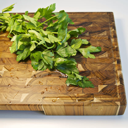 American Black Walnut Cutting Board - 15.7 x 10.2 Inch (ExtraThick 1.7") Hardwood Butcher Block, Charcuterie, Heavy Duty End Grain Wood Chopping Board with Juice Groove & Handle (Oil & Plate Included)