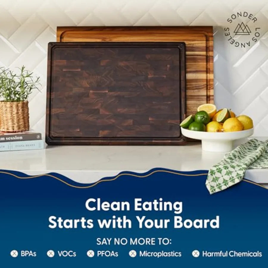 Walnut End Grain Cutting Board With Juice Groove