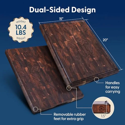 Walnut End Grain Cutting Board With Juice Groove
