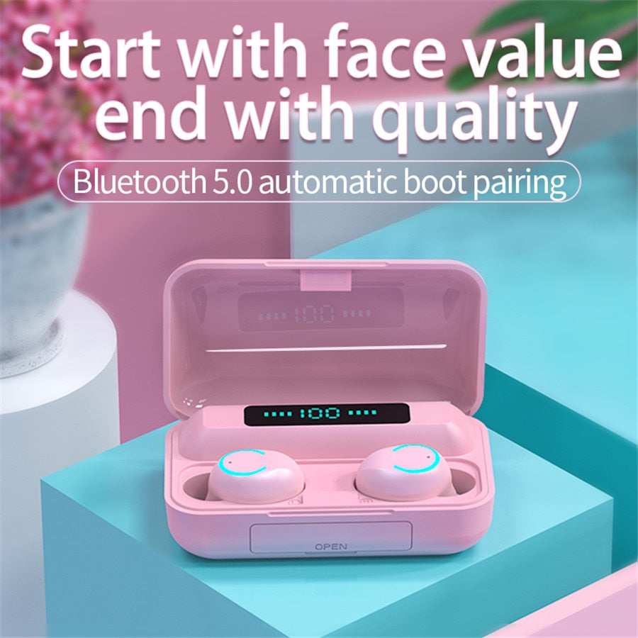 F9 TWS Bluetooth 5.0 Wireless Headphones 2200mAh Charging Box Smart Touch Control Sport Earphones Gaming Headset With Microphone - HealtfuLifestlye