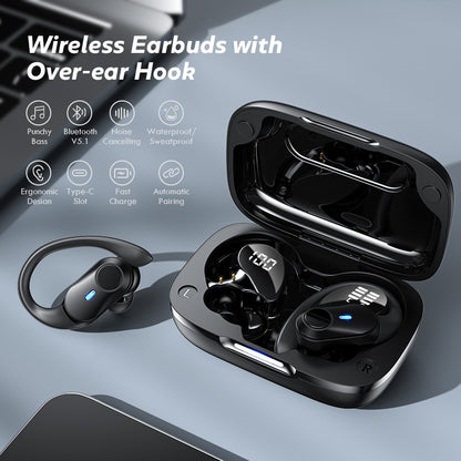 TWS Wireless Headphone Noise Canceling Bluetooth Earphone Sport Waterproof Ear Hooks Headset 9D Stereo Wireless Earbuds With Mic