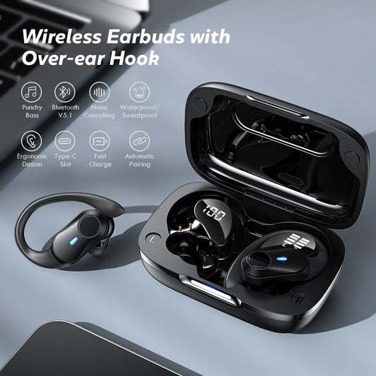 TWS Wireless Headphone Noise Canceling Bluetooth Earphone Sport Waterproof Ear Hooks Headset 9D Stereo Wireless Earbuds With Mic
