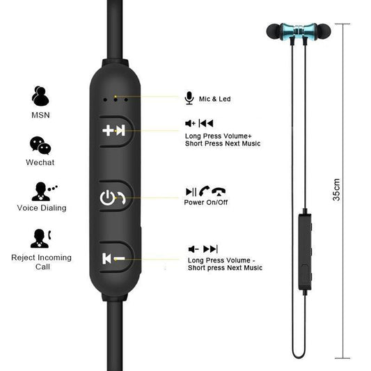 Wireless Bluetooth Headset V4.2 Wireless Bluetooth Earphone Magnetic Wireless Stereo Magnetic Earbuds With Mic Headset Sports - HealtfuLifestlye